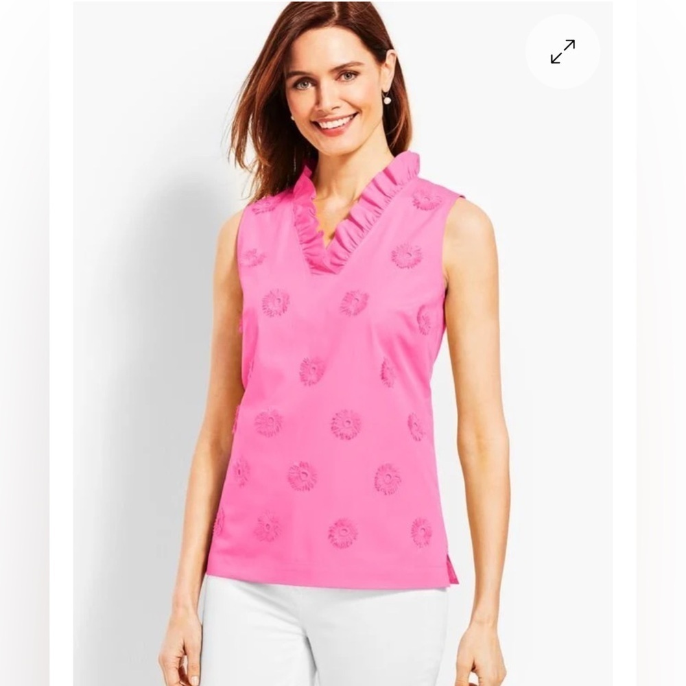 TALBOTS RUFFLE-NECK TOP
SIZE M